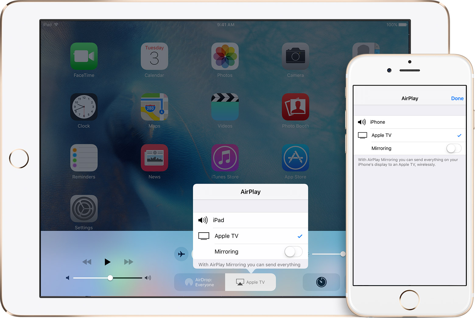 ios9 ipad iphone appletv mirror menu